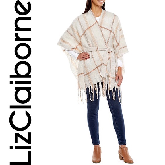 Liz Claiborne Sweaters - Liz Claiborne Ruana Wrap Belted